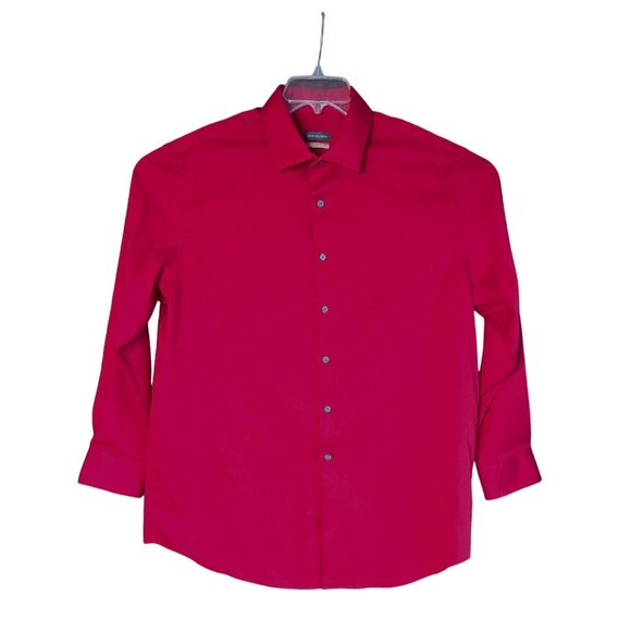 Van Heusen X-Large 17-17 1/2 32-33 Red  Cotton Blend  Long Sleeve Dress Shirt - Picture 1 of 12